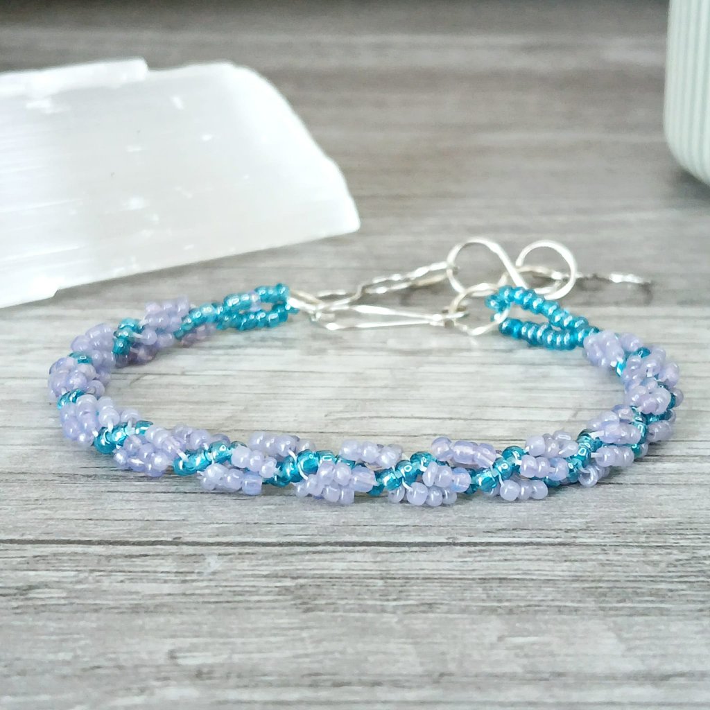 Purple Blue Spiral Rope Beaded Bracelet Adjustable 7 - 9 30$